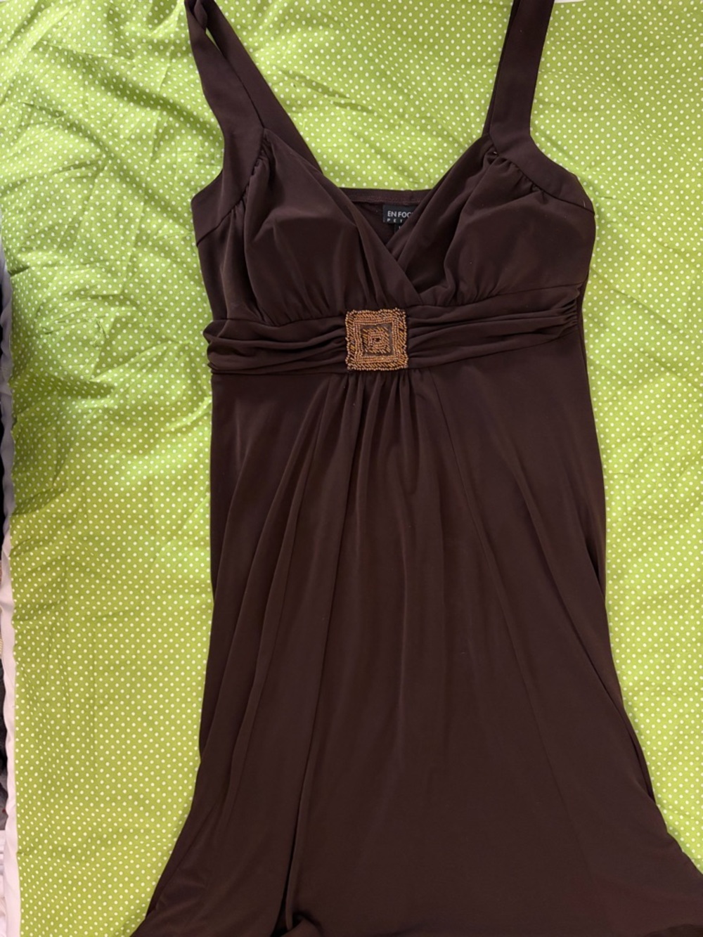 Enfocus Studio Brown Sleeveless Midi Dress with Decorative Buckle
